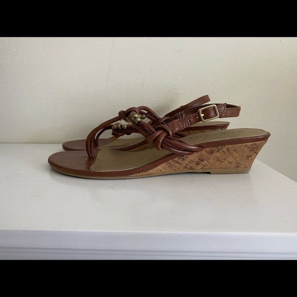 Rampage Cairo Brown Open Toe Wedge Sandals Sz 10 - Picture 5 of 11